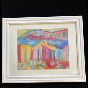 Pink Island House An Original Pastel Painting Matted &Framed 15”x12”Original